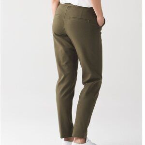 Lululemon City Trek Trouser Olive Green Ponte Career Work Ankle Pants Women's 4